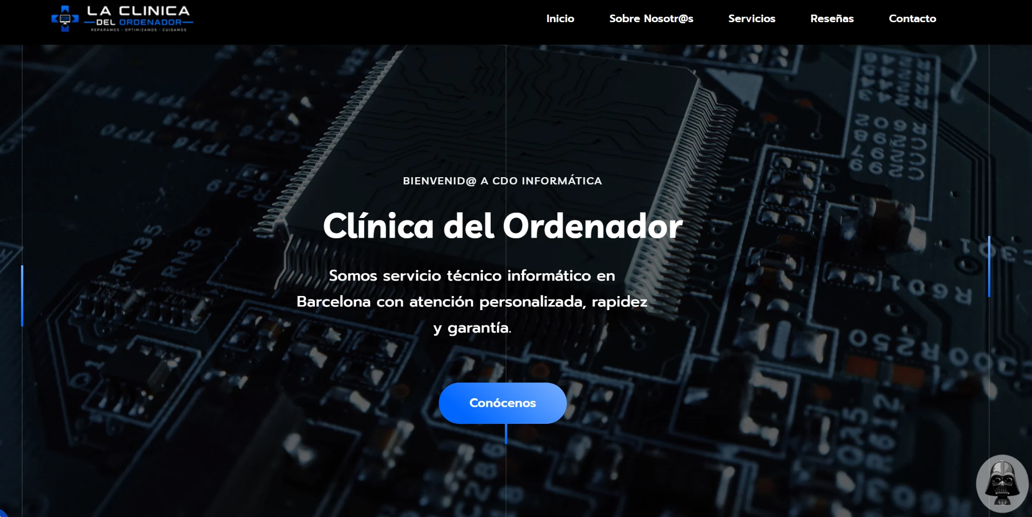 Captura del hero web de Clínica del Ordenador