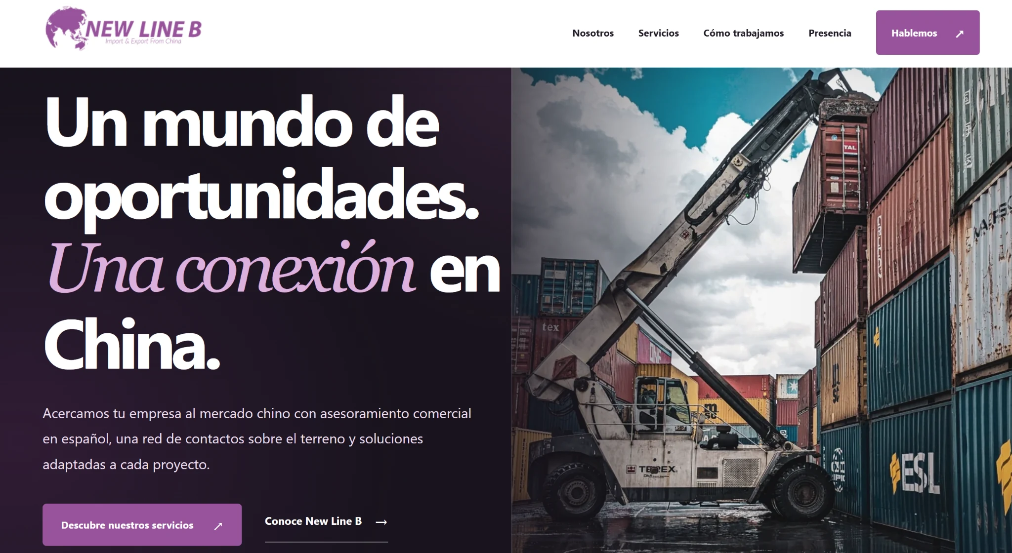 Captura del hero web de New Line B